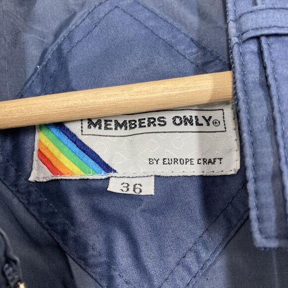 Vintage Members Only Jacket Mens 36 Blue Full Zip Lightweight Bomber 80s Coat - Picture 13 of 15